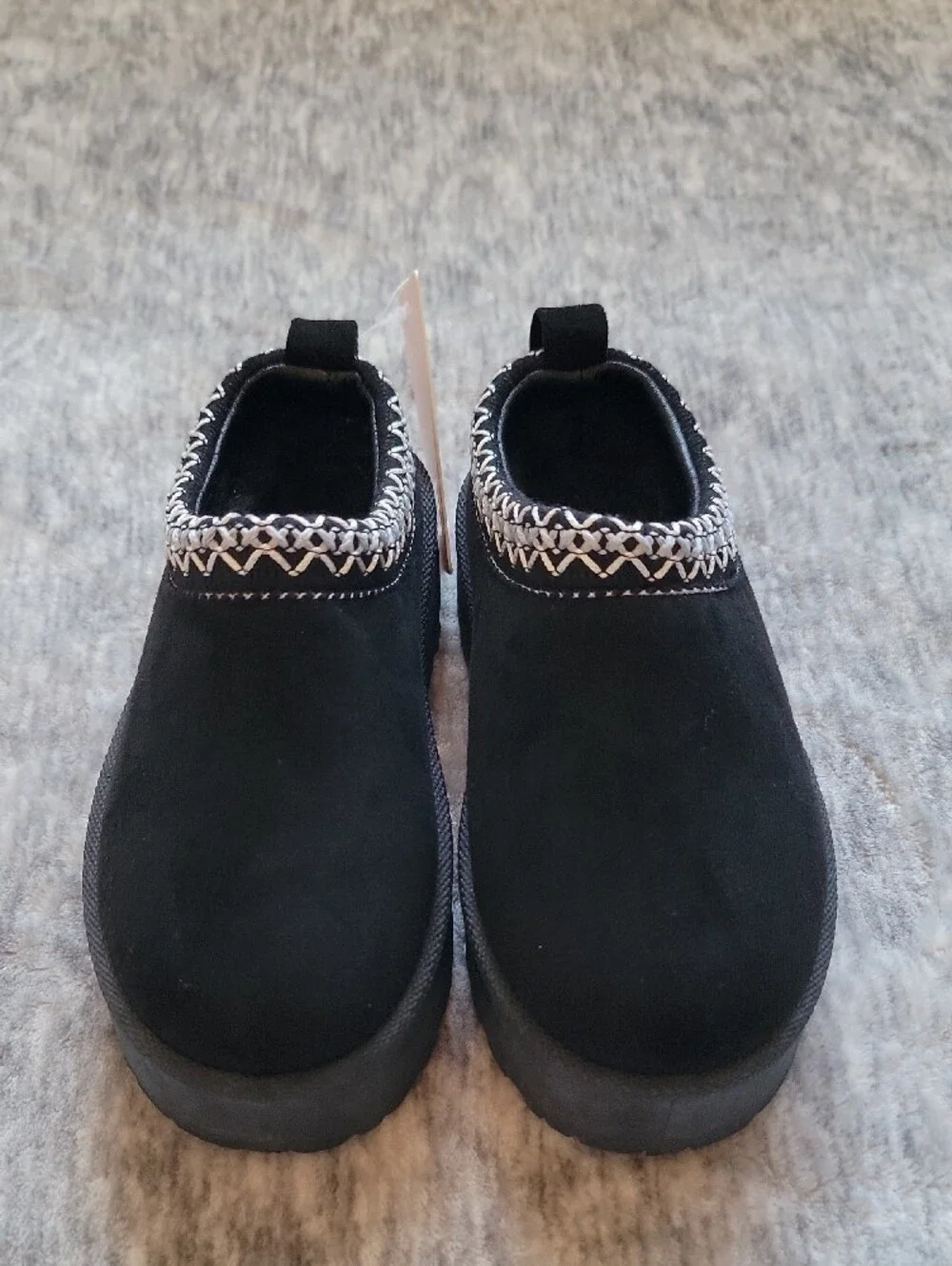 Olivia & Kate girls' Black Slip-On Shoes with White & Silver Trim Size 10